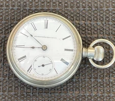 1886 Elgin Model 4 18s 7j Sidewinder Display Case Pocket Watch Runs