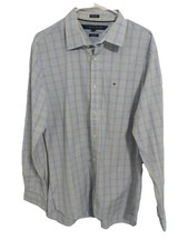 Tommy Hilfiger Mens Size L 80s 2ply Custom Fit Long Sleeve Button Up Shirt