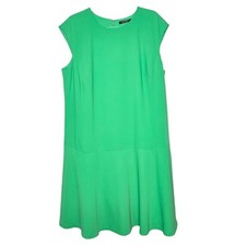 Lauren Ralph Lauren Hampton Green Drop Waist Dress Womens Plus SZ 14W Work