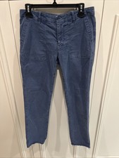 Nili Lotan Blue Jenna Size 4 Twill Slim Crop Pants Frayed Hem Stretch Utility