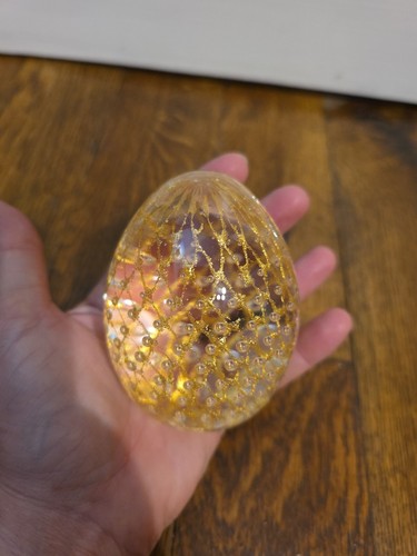 c1950/60 Murano/Murano Style Art Glass Gold lace Controlled Bubble Paperweight! - Picture 5 of 10