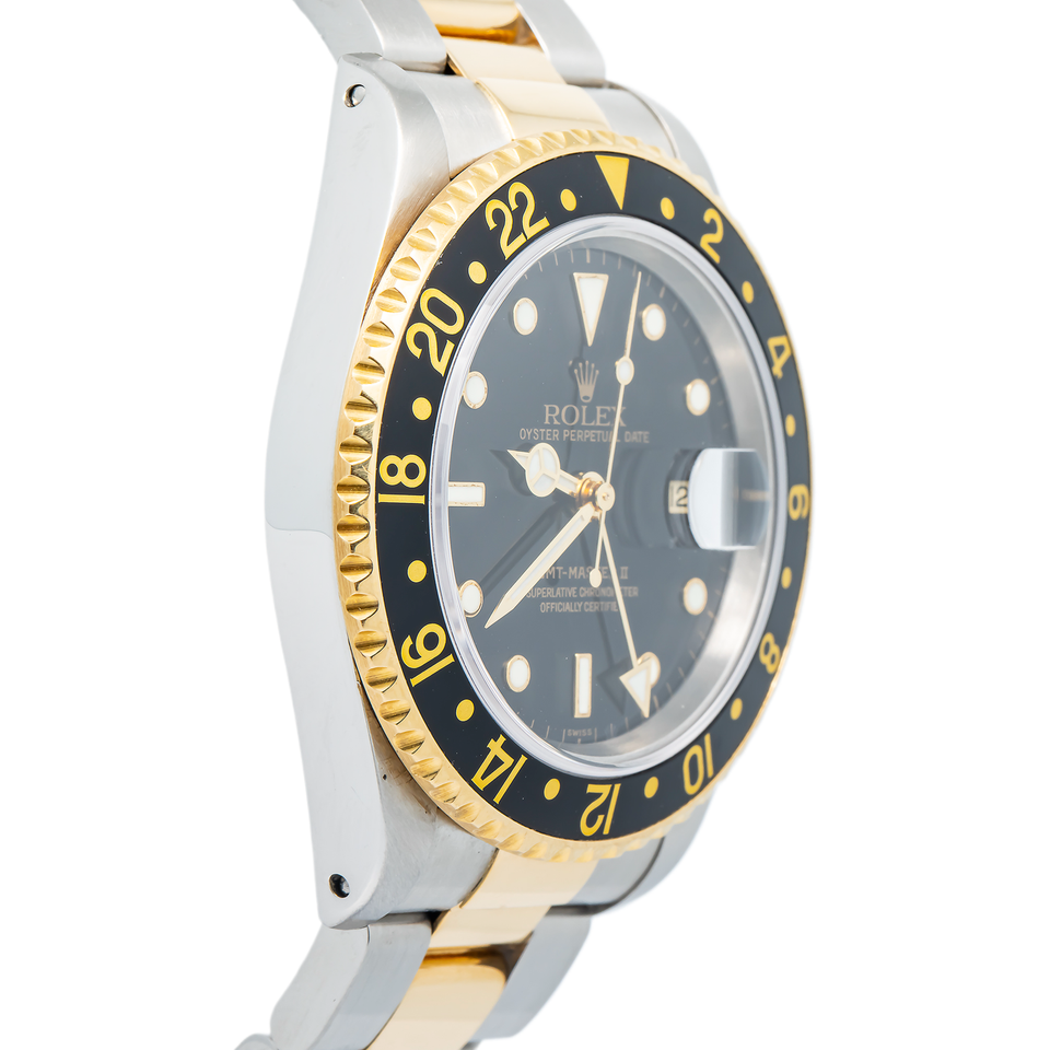 Rolex GMT-Master II 16713 18k YG Two Tone Gold Buckle Watch Black Dial ...