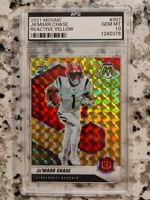 2021 Panini Mosaic  Ja'Marr Chase  Mosaic Reactive Yellow Prizm (RC) Gen Mint 10