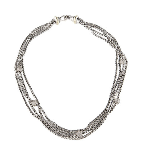 David Yurman 1.08ctw Diamond Station Multi-Strand Necklace