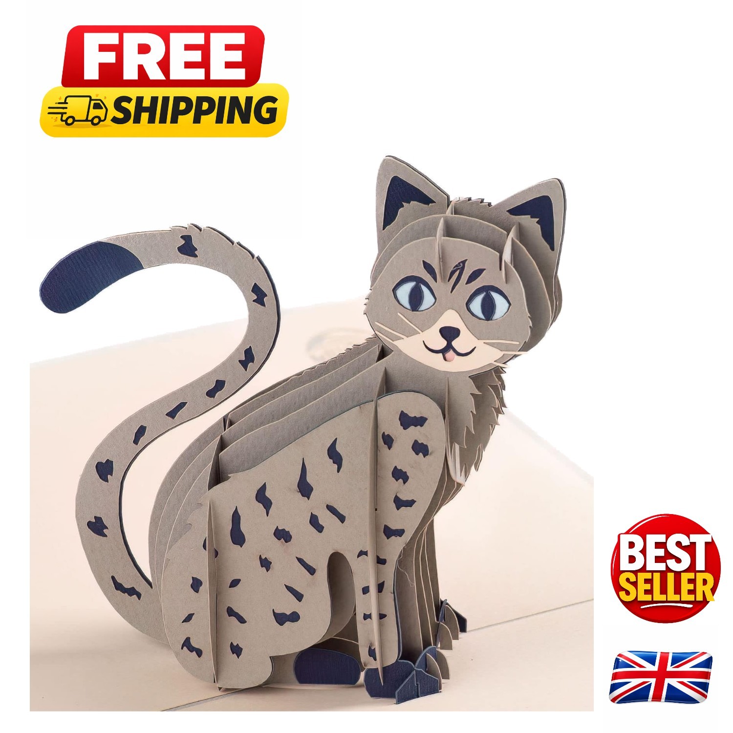 Eco-Friendly 3D Cat Pop Up Card - Perfect for Birthdays, Mother's Day, and More
