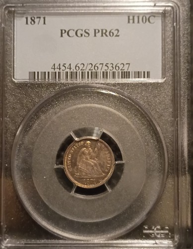 Only 960 Proofs Minted!  1871 PROOF Liberty Seated Half Dime H10C PCGS PF PR 62