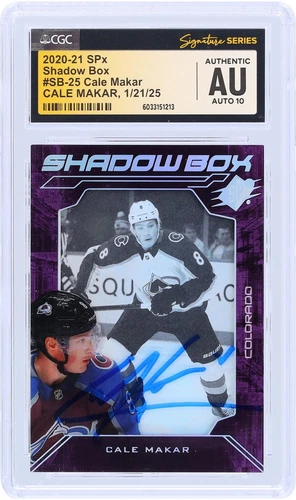 Cale Makar Avalanche Signed '20-21 Upper Deck SPX Shadow Box #SB-25 CGC 10 Card