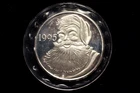 1995 Santa Claus 1 Troy Oz. .999 Fine Silver Coin  BU
