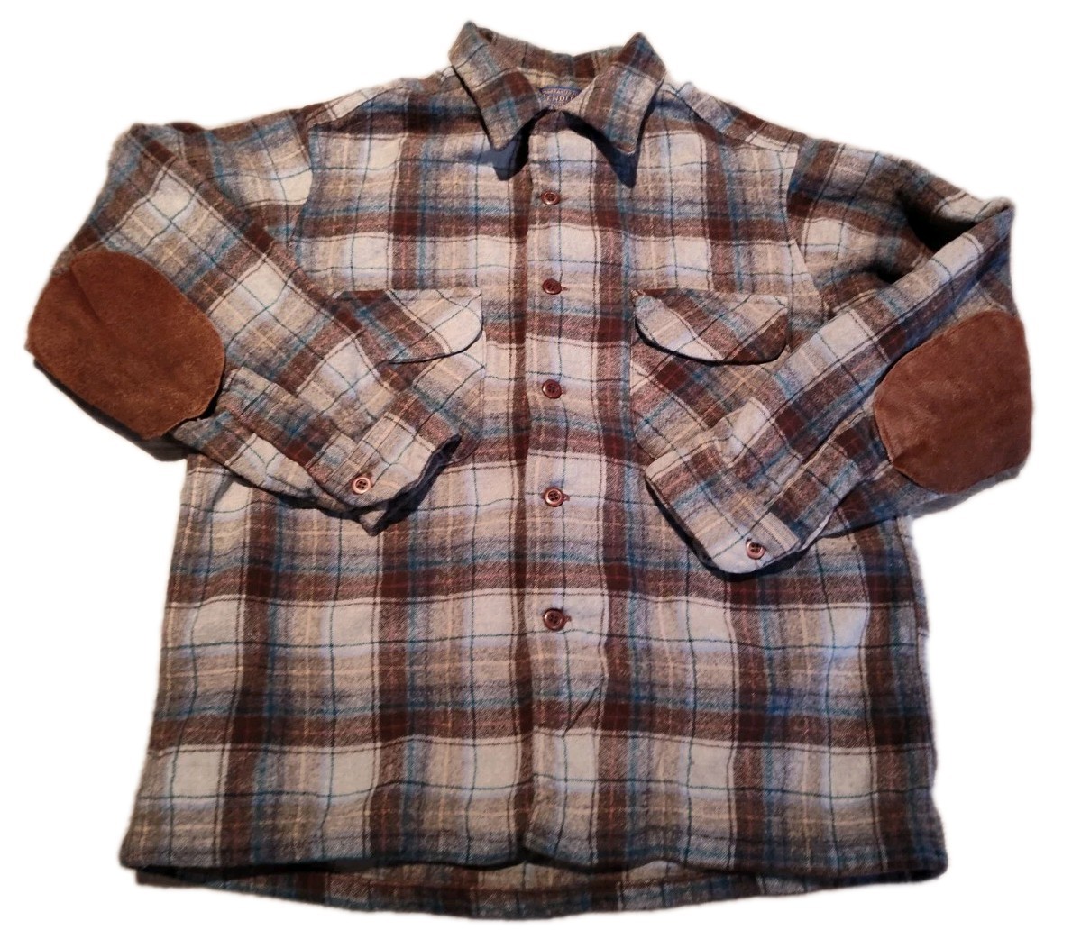 Vintage Pendleton Plaid Button Up Wool Leather Bo… - image 1