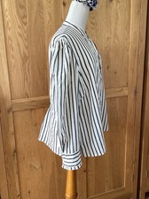 Toast Stripe Shirt 14 Chest 42in Ecru & Charcoal Gauzy Cotton Gathered Back
