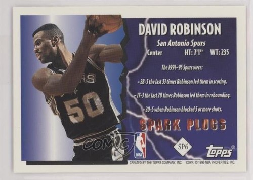1995-96 Topps Spark Plugs David Robinson #SP6 HOF - Zdjęcie 2 z 3
