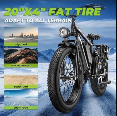 2026 31Mph e-bike 1500W Peak Motor Max 50 Miles Off-Road Mountain Folding Ebike