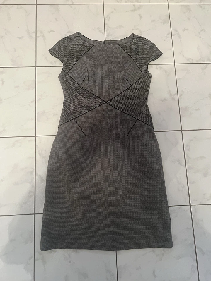 VESTIDO MUJER ZAC POSEN GRIS ALGODÓN TEJIDO MANGA GORRA FUNDA AJUSTADA ELÁSTICA 12 Foto 2 de 4