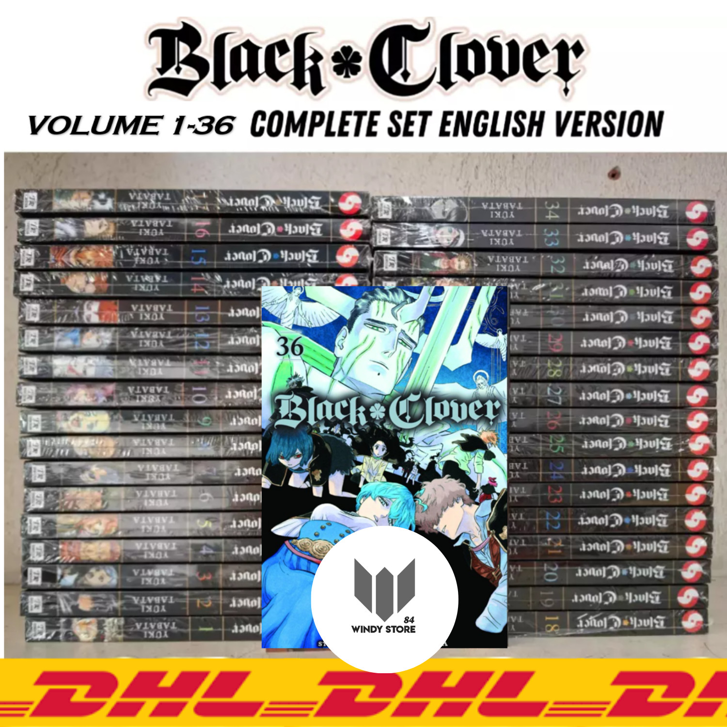 Black Clover Manga Inglés Volumen 1-36 Medio/Juego Completo por Yuki Tabata - DHL
