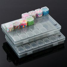 -Bead Storage Containers, 28 Grids, 2 Pack, Grey, 160Pcs Label Stickers, Bead Or