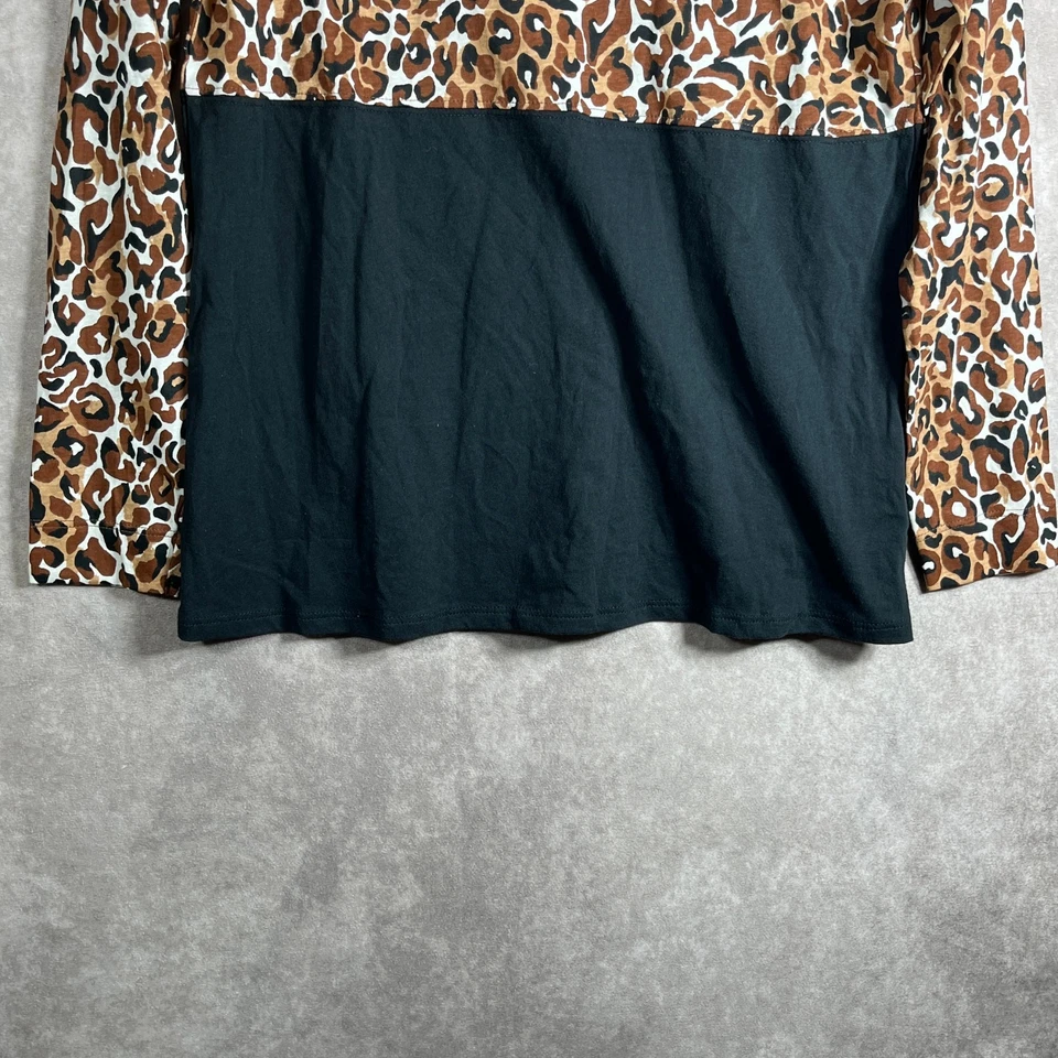 Lilly Pulitzer Mini Finn Top Niñas XL Marrón Negro Estampado Leopardo Manga Larga NUEVO Foto 3 de 4