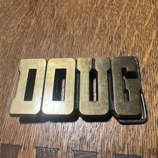 Vintage ROYP Solid Brass Name  DOUG  Belt Buckle  1970s USA  Retro Cast Brass B12