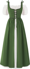 Womens Halloween Renaissance Medieval Peasant Maxi Dress, Ren Faire Set