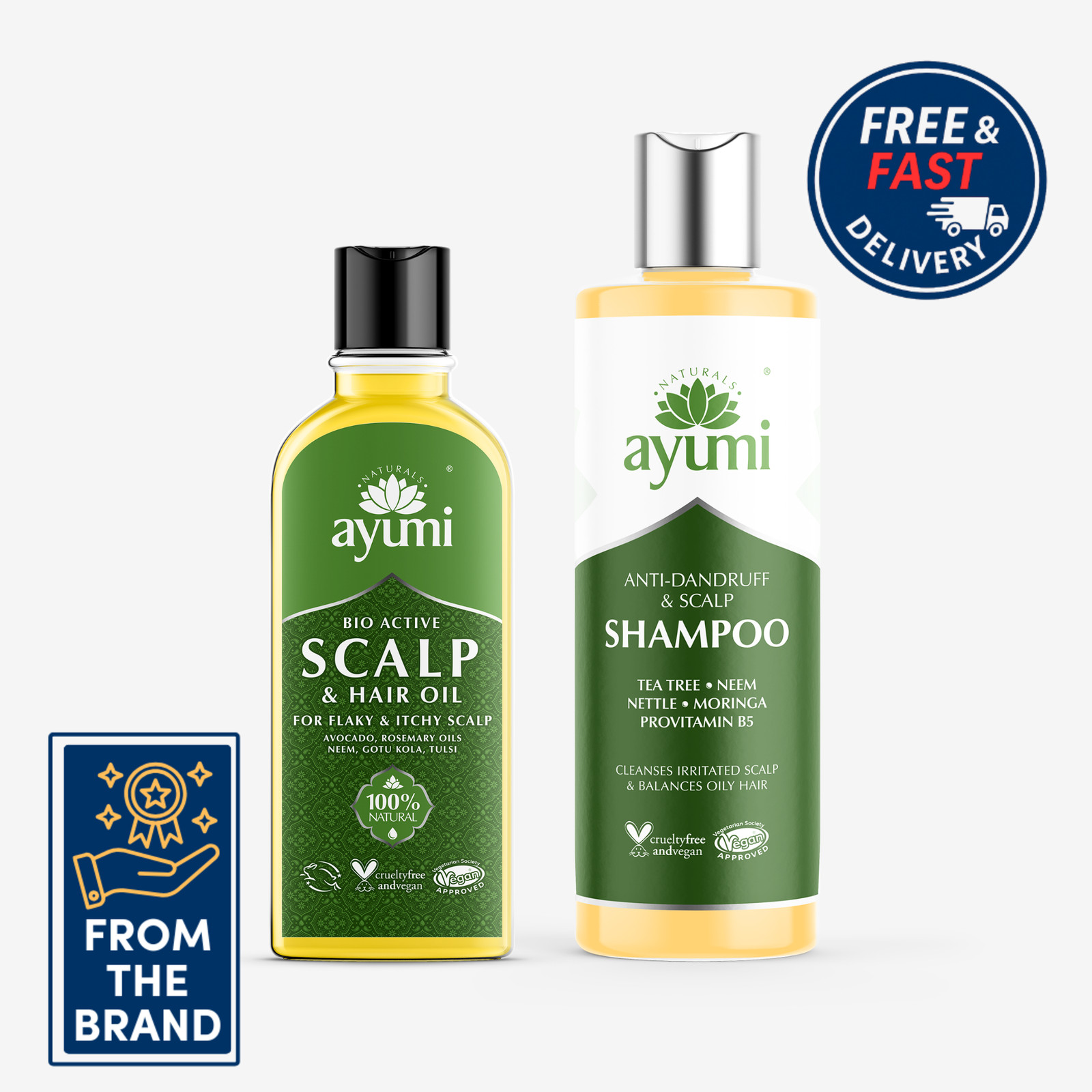 Ayumi Hair Anti-Dandruff Duo (Oil) | Pre-Wash Oil + Shampoo | Bundle
