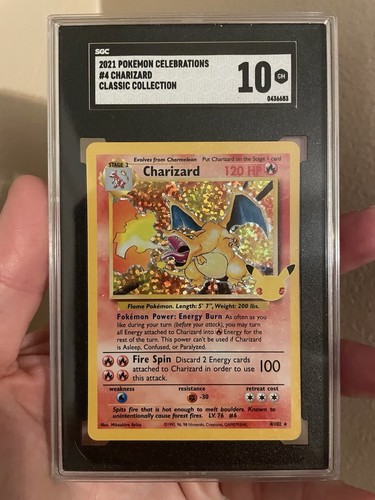 Pokemon 2021 Celebrations Charizard Holo SGC 10 Classic Coll Base Set 4/102 Gem