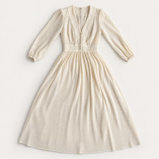 Zimmermann Ivory Cream Polka Dot Plissé Pleated Midi Dress Size 0 (AU 8 / US 4)