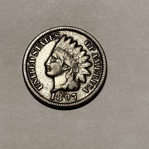 1897 Indian Head Cent Penny- Very Fine Condition- Full Liberty