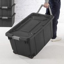 Sterilite Extra-Large Wheeled Industrial Storage Bin 40 Gal Gray, 2 Pack