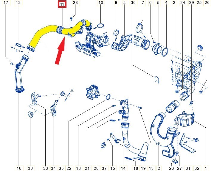 Turbo Intercooler Hose for RENAULT SCENIC III MEGANE III 1.2 TCe 144605926R - Image 4