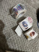 Assorted Sticker Rolls (doughnuts, Cupcakes, “Thank you”)