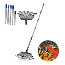  Leaf Rakes for Lawns Heavy Duty-Garden Rake for Leaves with Long Handle 25tine