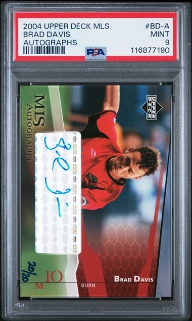 2004 Upper Deck MLS Autographs 20 of 20 #BD-A BRAD DAVIS FC Dalls Burn PSA 9