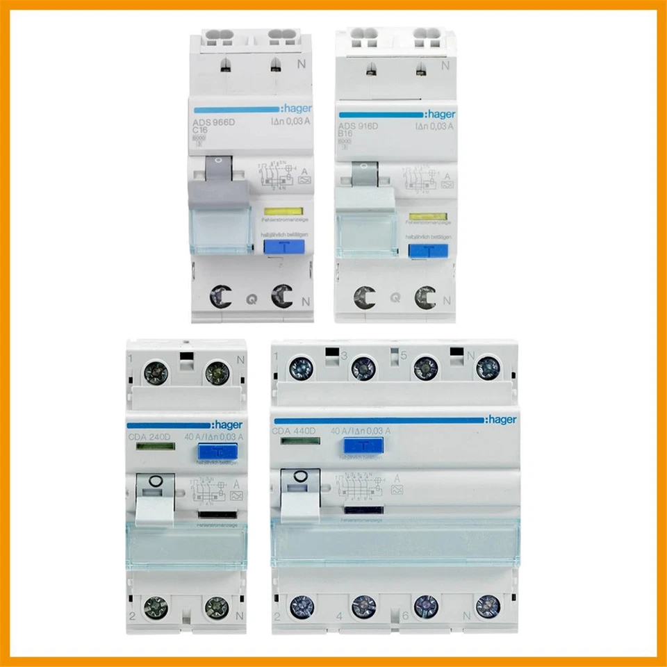 Hager FI-Schalter CDA/CDS/ADS/CFA Fehlerstrom Schutzschalter 2- oder 4-polig - Bild 1 von 1