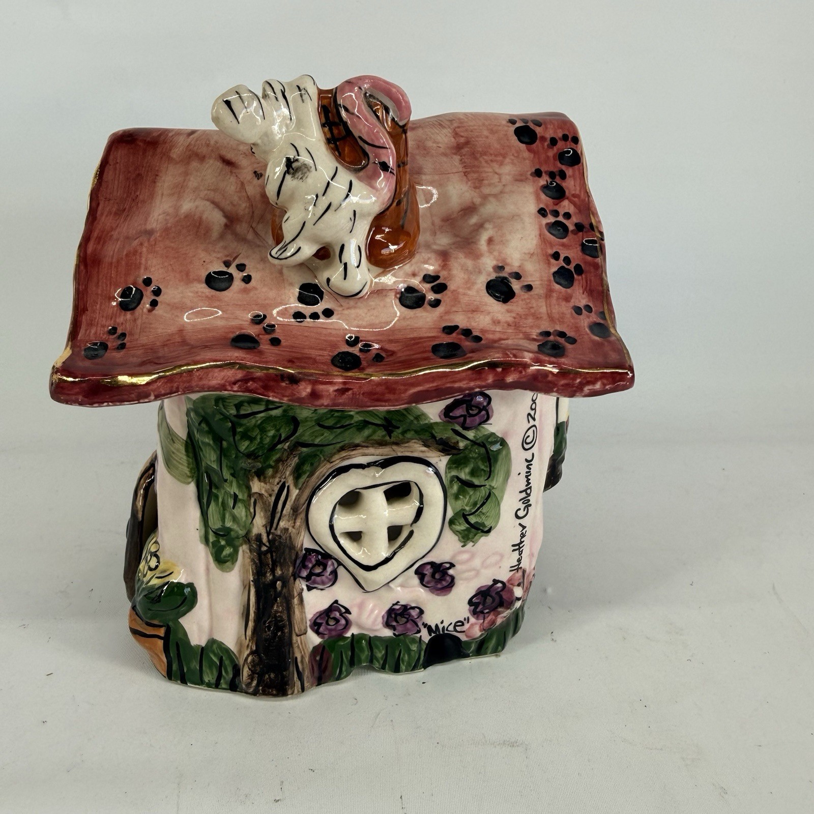 Heather Goldmine Blue Sky Clayworks Let's Play House Tea Light Candle Holder Vtg