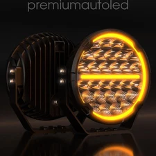 9" Round LED Driving Light Spot Flood Fog lamp Amber White DRL 4x4 Truck Offroad