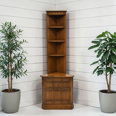 Ercol Corner Cabinet with Shelves and Cupboard Golden Dawn VGC FREE UK Delivery - Image 1 of 4