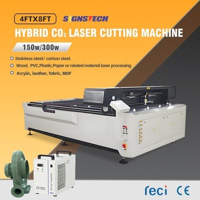 4ftx8ft Metal&Non-Metal Hybrid Co2 Laser Cutter Engraver Reci 150W Auto Focus