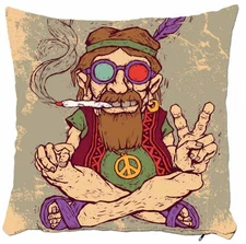 Boho Tribal Pillow Cover Ethnic Peace Design Hippie Festival Home Decor 16x16