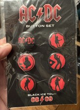 AC DC Black Ice Tour Collector Button Set Of 6 - 7/8&rdquo; Diameter Button/Pins