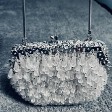 Vintage Walborg Evening Bag Womens White Beaded Timeless Purse Hong Kong