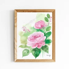 Digital Image Download IA Art Watercolor Rose Wall Decor Printable Minimalist