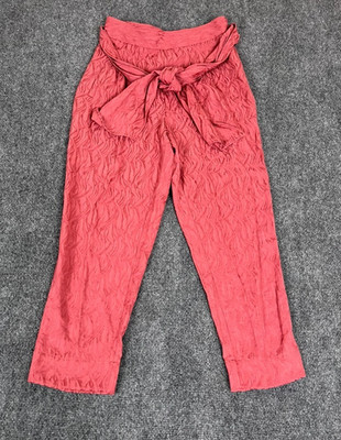 Anthropologie Ett:twa Pants Womens Rose Pink Aubade Tie Waist High Rise Size 2