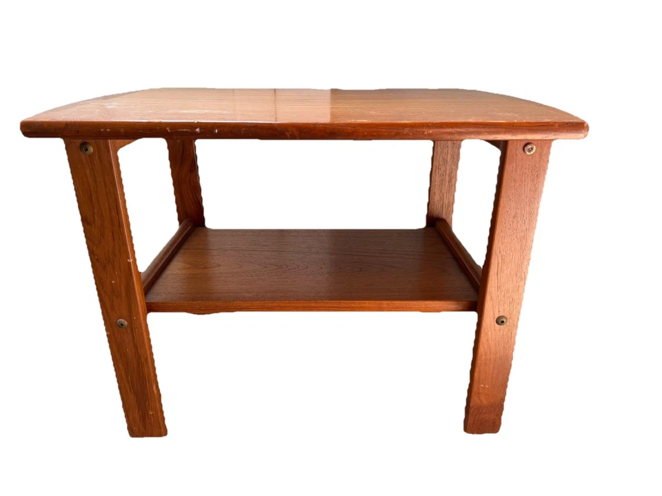 "Mesa auxiliar danesa Mid Century moderna de teca BRDR FURBO 26x18x18"" LEER Foto 3 de 4