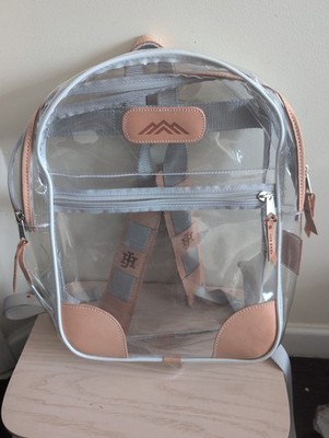 Jon Hart Design Clear Backpack Leather Trim Monogram Transparent Stadium Bag
