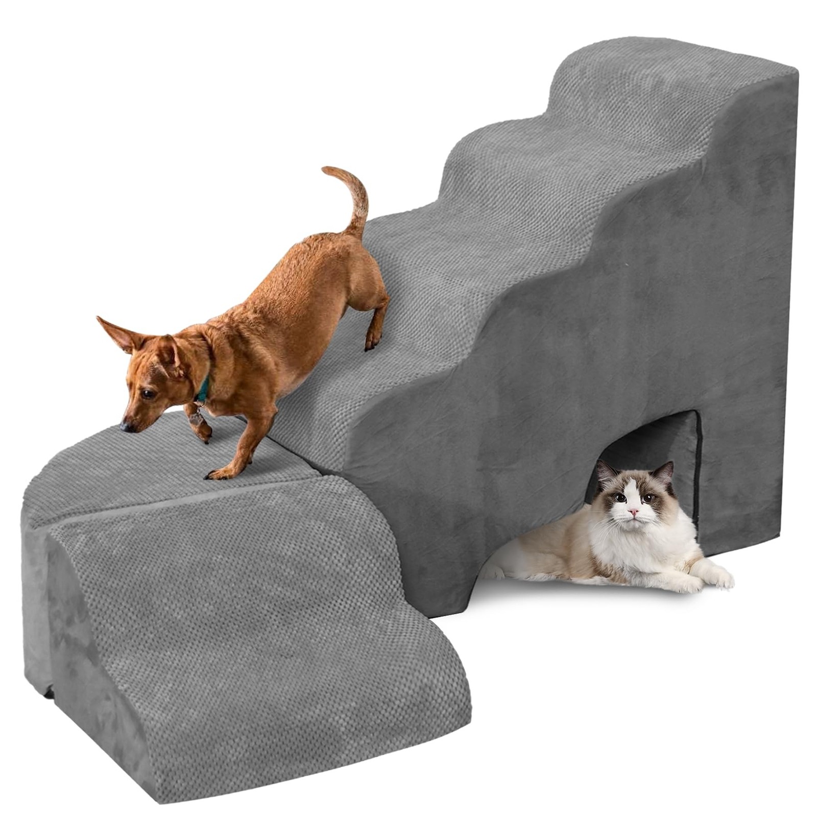 Dog Stairs for High Bed - LitaiL Steps for Dogs to Get on Bed, Pet Stairs wit...