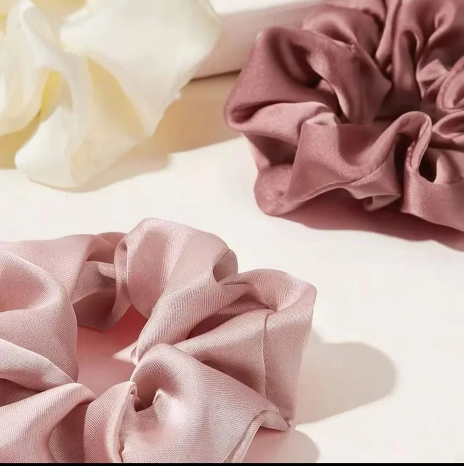 Juego de 6 corbatas para el cabello de tela de color liso para mujer  Foto 3 de 4