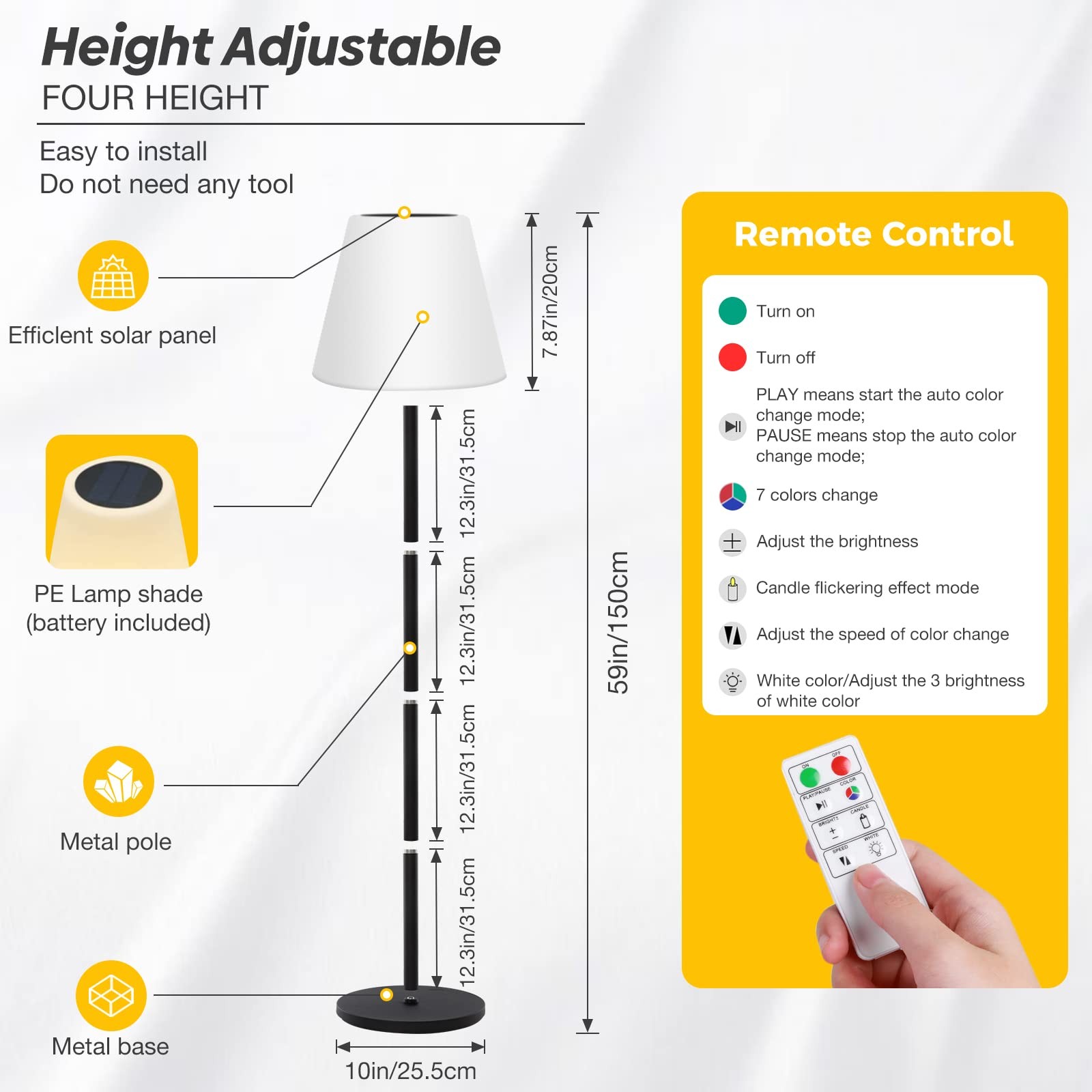Lampada da terra solare da interno ed esterno IP65 impermeabile wireless foto 6