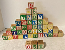 Vintage Alphabet Stacking Blocks Lot of 46