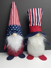 Patriotic Gnome Decor Plush Set of 2 Red White Blue July 4th Americana