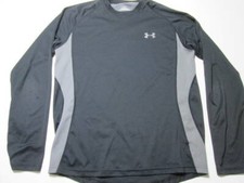 Under Armour Mens Size SM Long Sleeve Shirt Black/Gray Logo Crew Neck Sportwear
