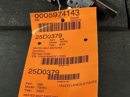 02-05 INTERRUPTORES ASIENTO TÉRMICO FORD THUNDERBIRD ID 3W6T14D695AB - Imagen 10 de 10